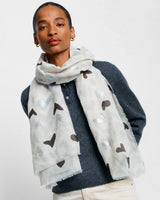 Katie Loxton Printed Foil Scarf - Abstract Heart - Grey