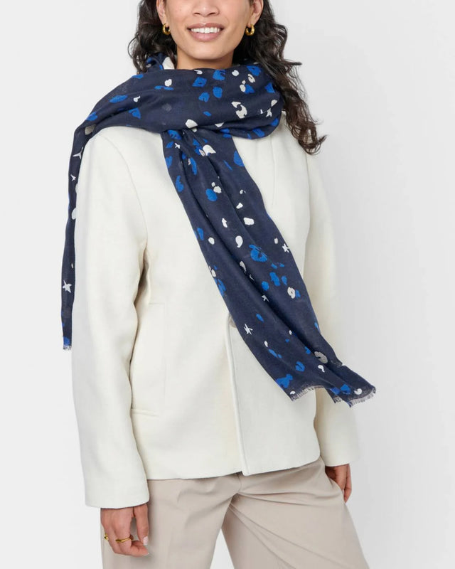 Katie Loxton Printed Foil Scarf - Confetti Star - Navy