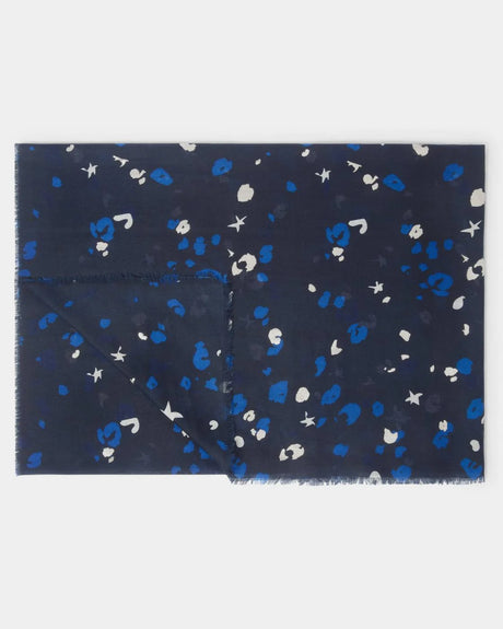 Katie Loxton Printed Foil Scarf - Confetti Star - Navy