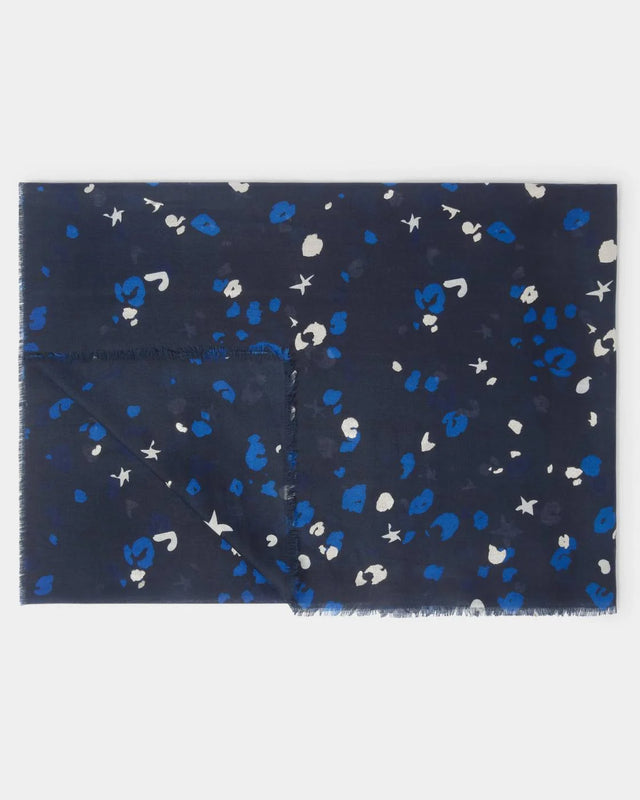Katie Loxton Printed Foil Scarf - Confetti Star - Navy
