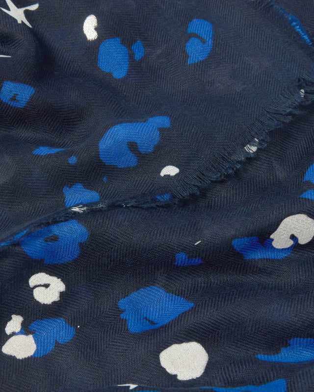Katie Loxton Printed Foil Scarf - Confetti Star - Navy