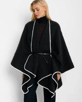 Katie Loxton Whipstitch Cape with Belt - Black