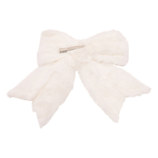 White Fluffy Bow With Decoration