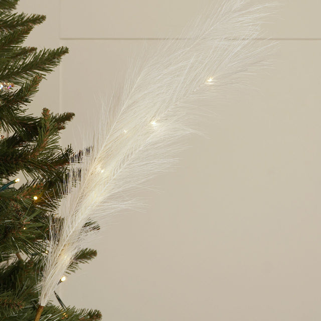 LED White Faux Pampas Grass Pick 80cm