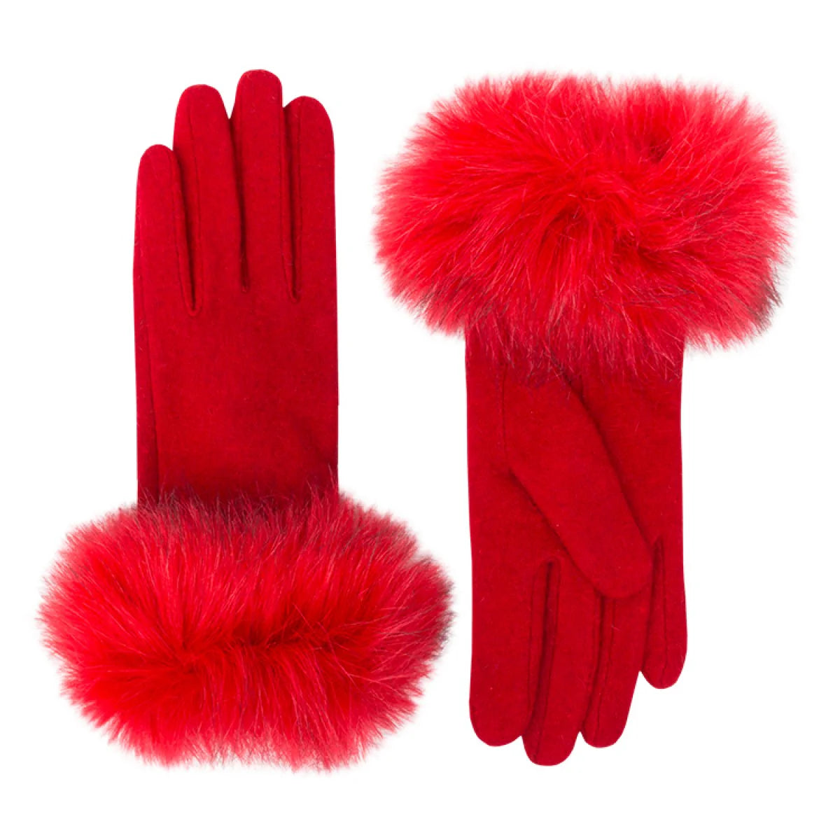 PR Monroe Faux Fur Cuff Glove - Red