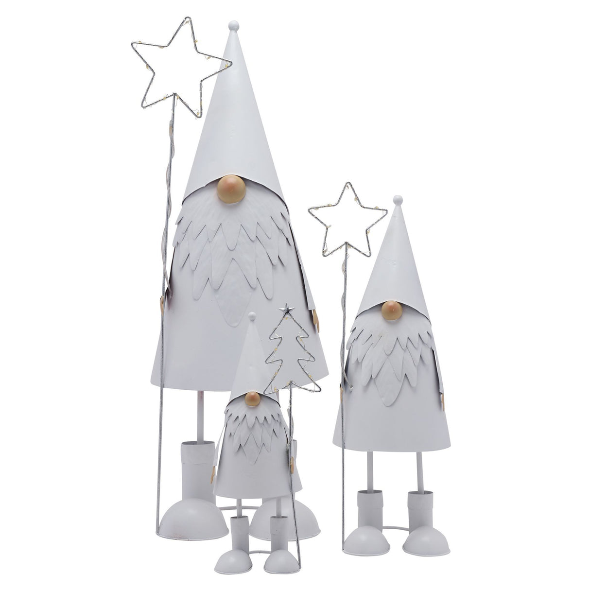 LED White Santa with Star - Medium