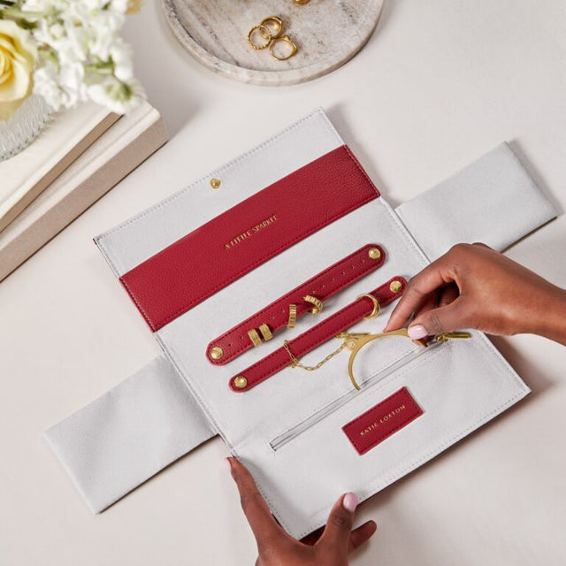 Katie Loxton Jewellery Roll in Garnet Red