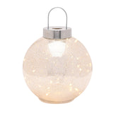 Silver LED Light Up Glass Bauble Decoration 15cm