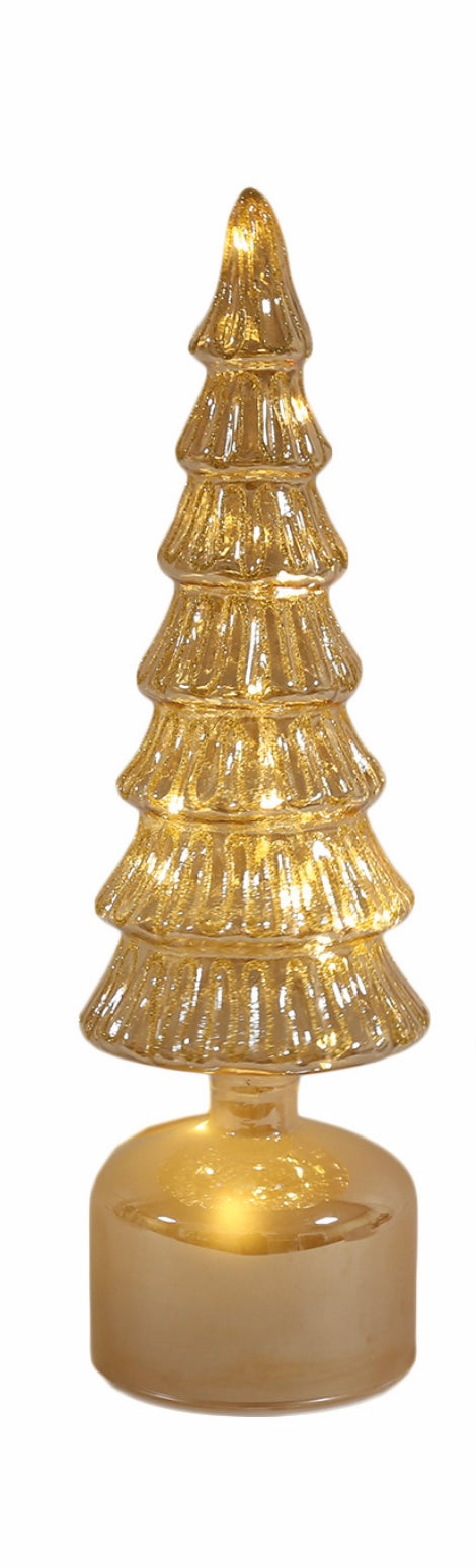 LED Gold Rotating Tree - 33cm