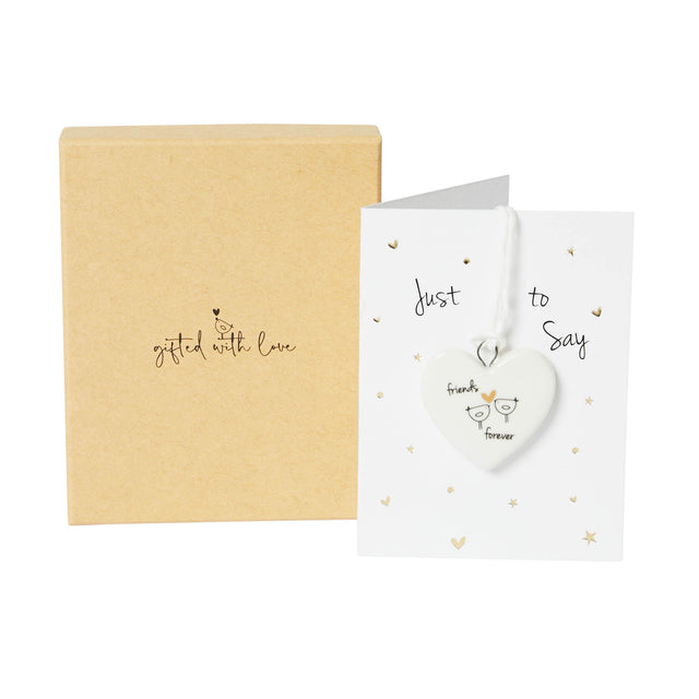 Friends Forever Boxed Mini Porcelain Heart on Mini Sentiment Card