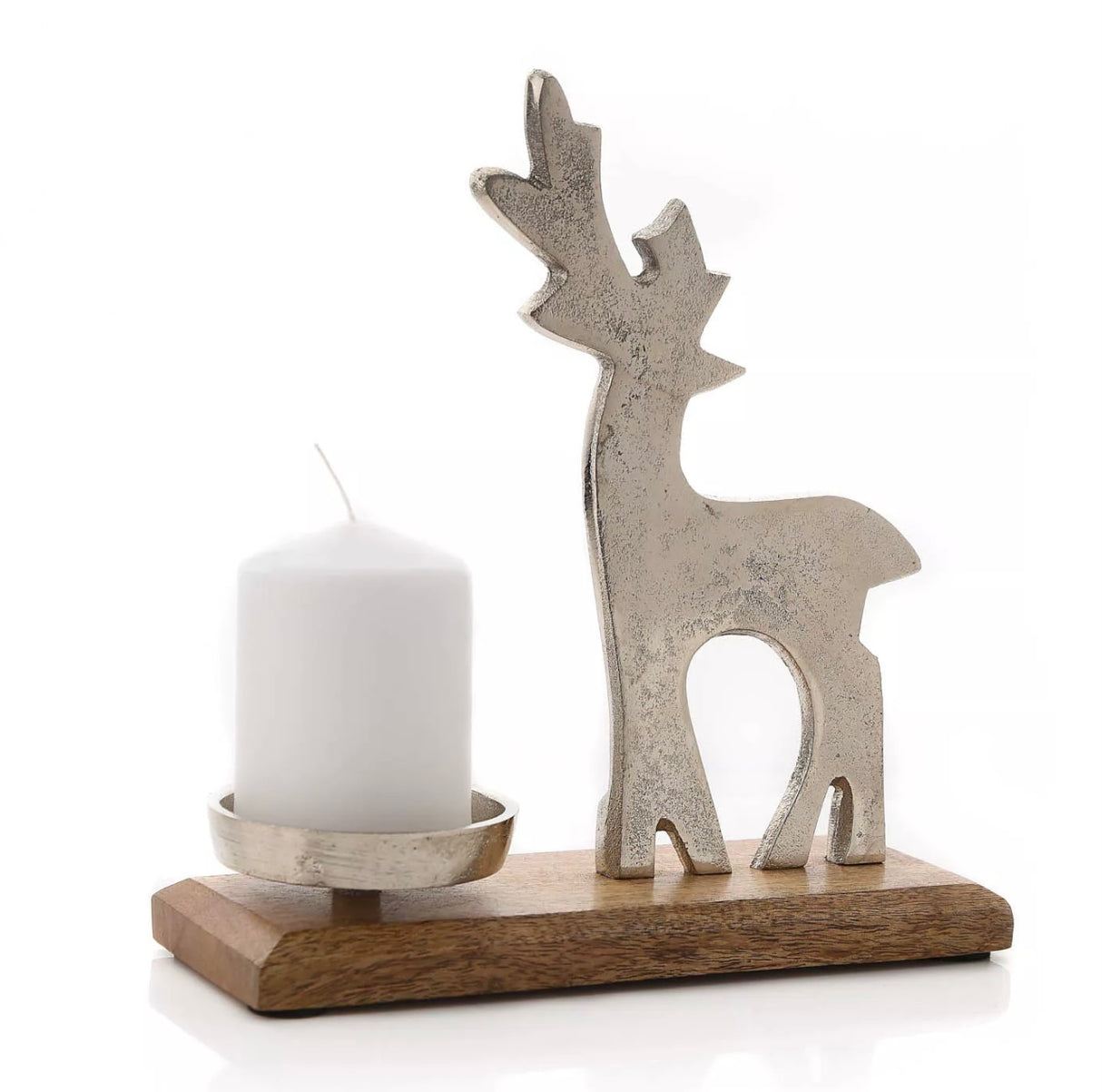 Reindeer Wood and Metal Tealight Holder