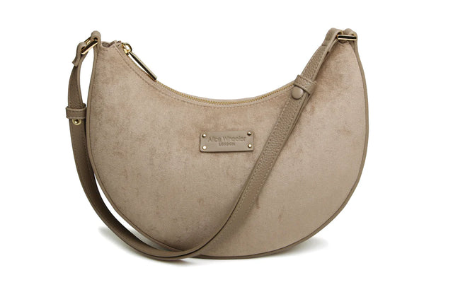 Alice Wheeler Kensington Suedette Shoulder/Crossbody Bag - Mink