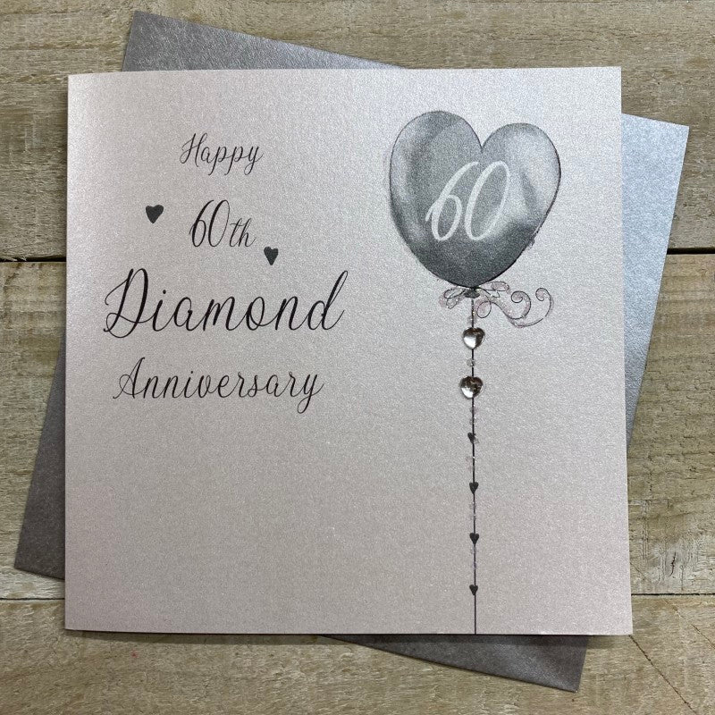 60th Anniversary Heart Balloon Card