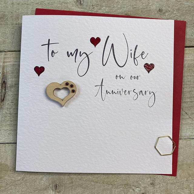 Wife Red Heart Anniversary Card