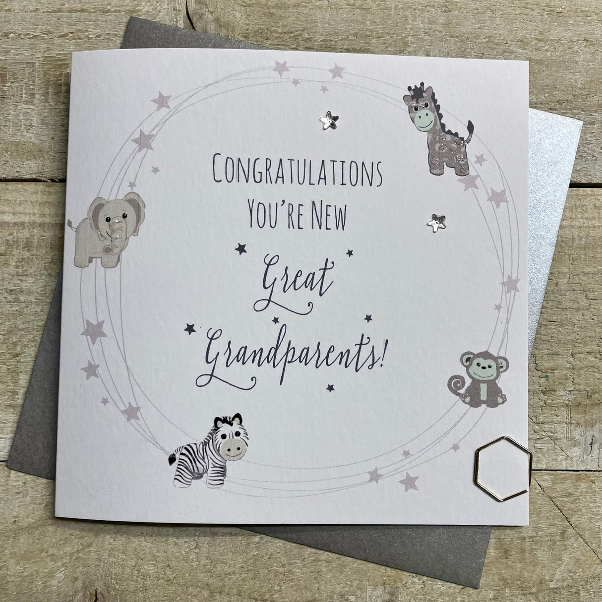 New Great Grandparents Silver Toys Card