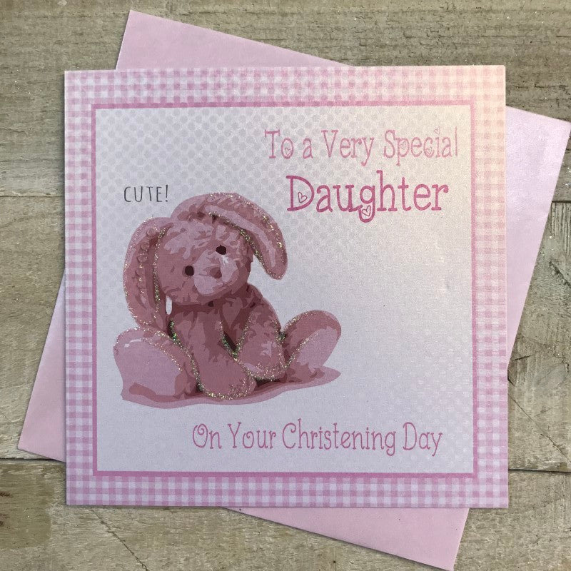 WC Daughter Pink Bunny Christening Card