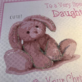 WC Daughter Pink Bunny Christening Card