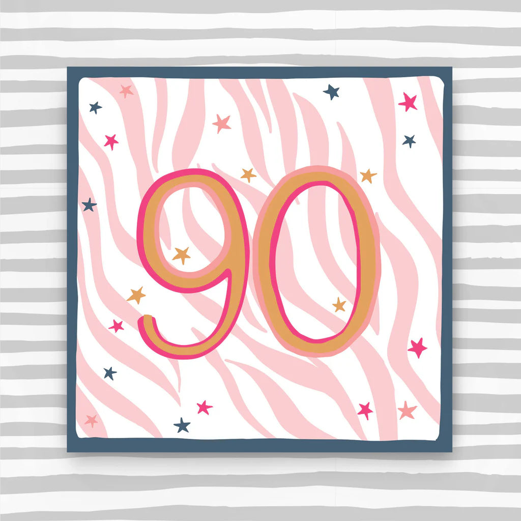 90 Pink Stripe Birthday Card
