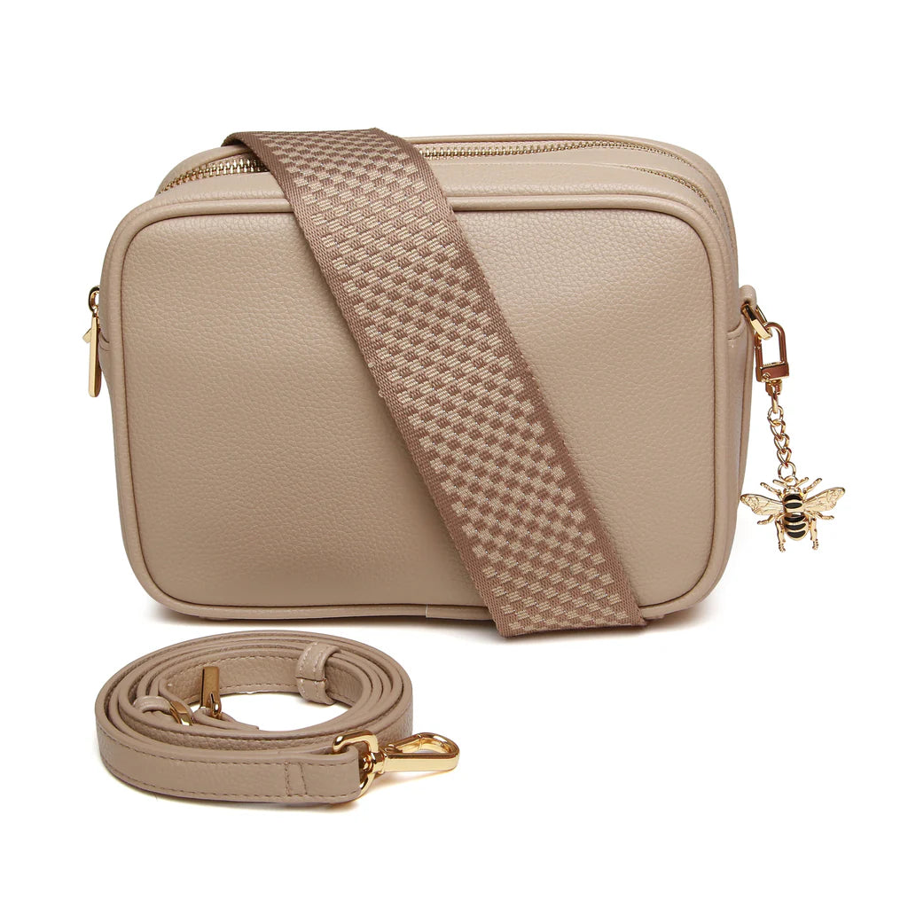 Alice Wheeler Soho Double Zip Crossbody Bag - Stone