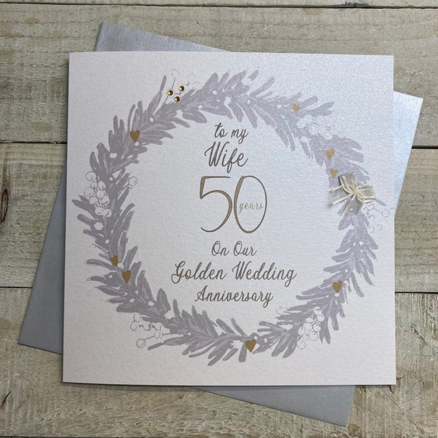50th Anniversary Wife Card - Wreath