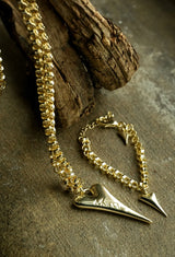 Miss Dee Gold Long Necklace with Solid Heart