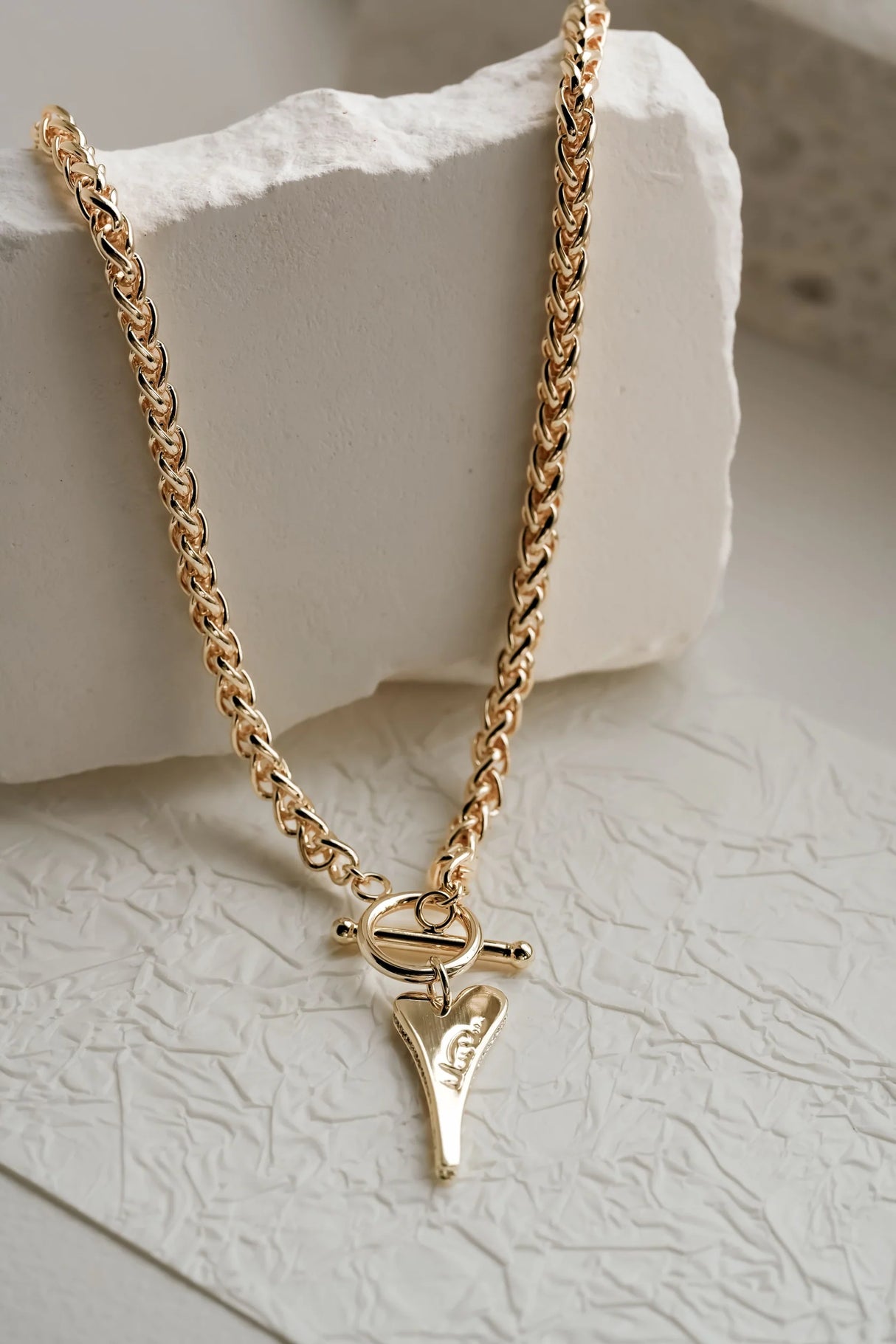 Miss Dee Gold TBar Necklace with CZ Heart