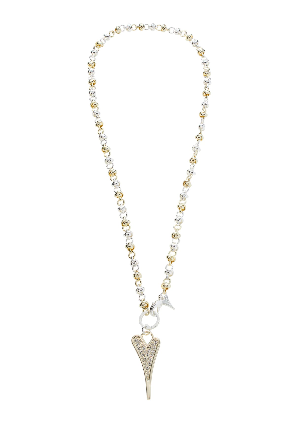 Miss Dee Silver/Gold Knotted Necklace with Crystal Heart