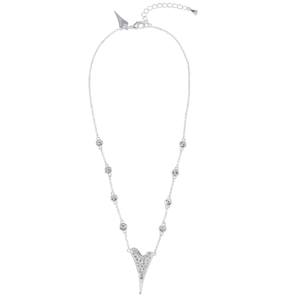 Miss Dee Silver Necklace with Crystal Heart & Chain
