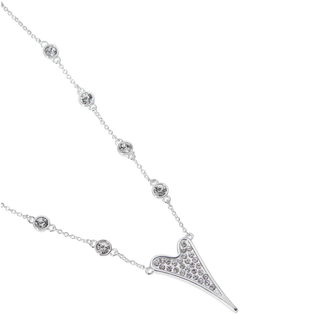 Miss Dee Silver Necklace with Crystal Heart & Chain