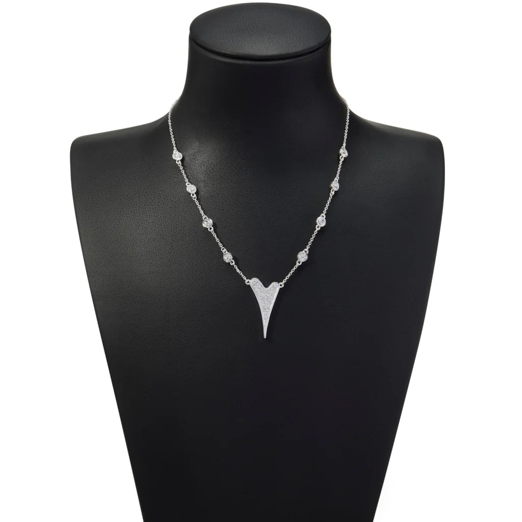 Miss Dee Silver Necklace with Crystal Heart & Chain