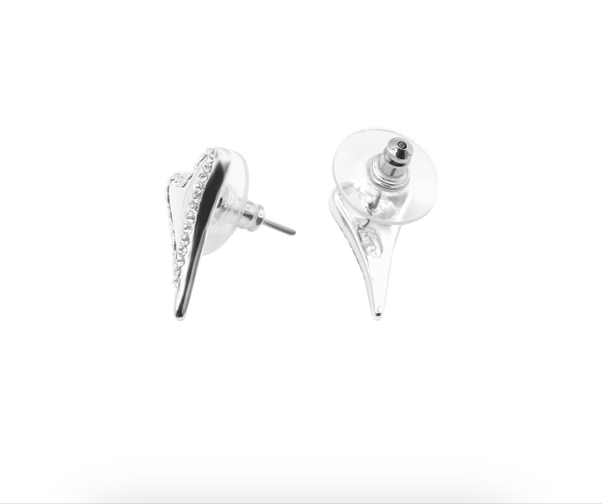 Miss Dee Silver Heart Earrings with Crystal Trim