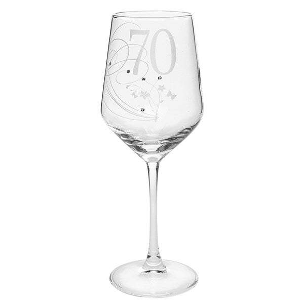 70th Birthday Wine Glass