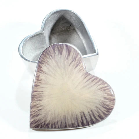 Brushed Silver Heart Trinket Box 10cm