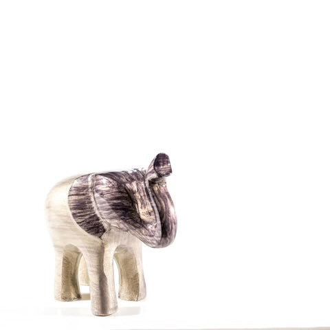 Brushed Silver Elephant Trunk Up Large 10cm