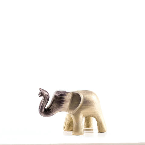 Brushed Silver Elephant Trunk Up Medium 7cm