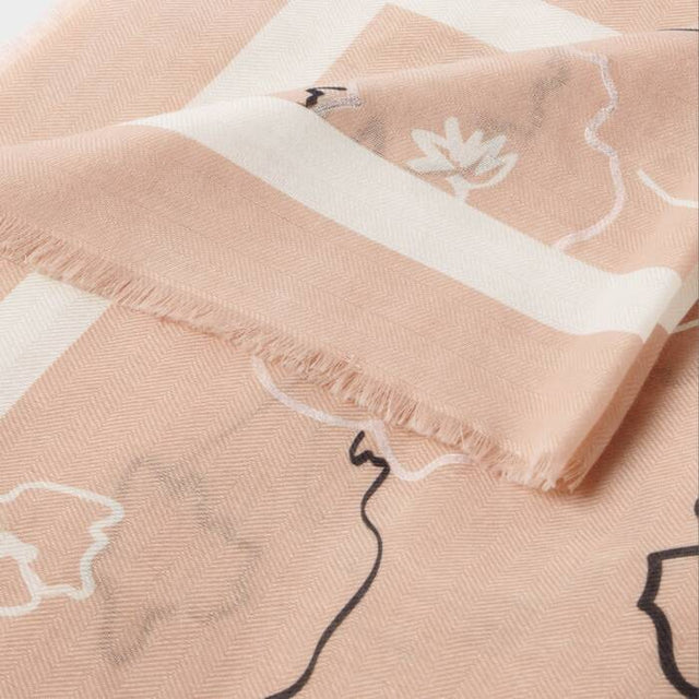 Katie Loxton Flora Printed Foil Scarf - Blush Pink Off-White
