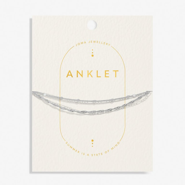 Joma Layered Twist Silver Anklet