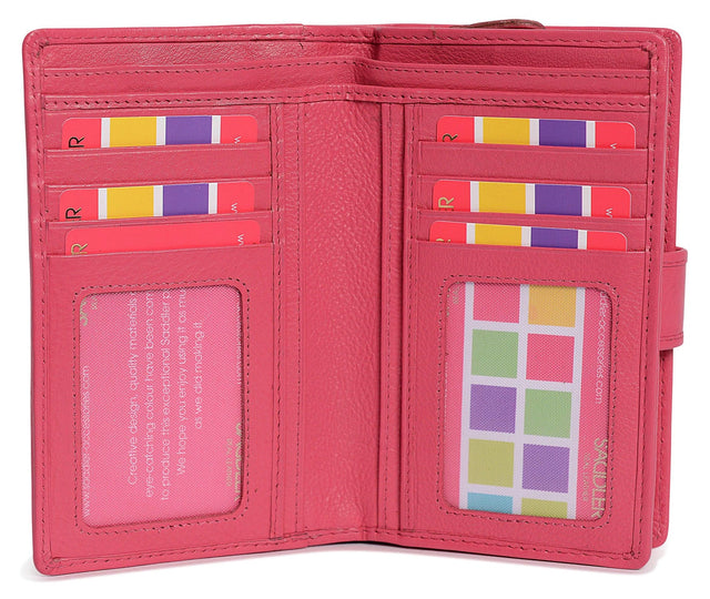 Saddler Leather Holly Multi Section Purse - Fushia