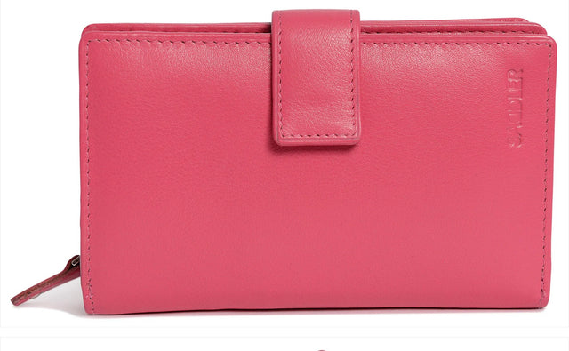 Saddler Leather Holly Multi Section Purse - Fushia