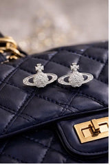 Saturn Orb Crown Earrings - Silver