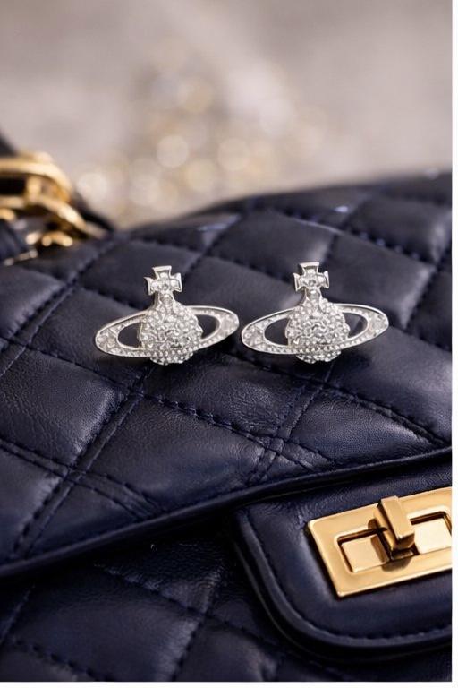 Saturn Orb Crown Earrings - Silver