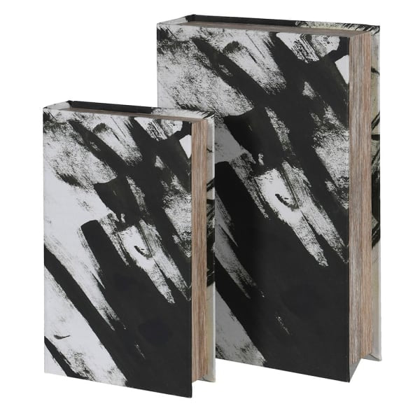 Set of 2 Mono Brush Stroke Book Boxes