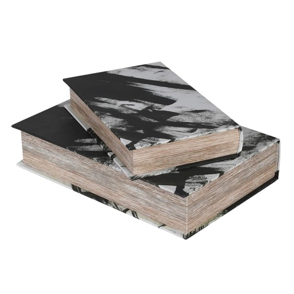 Set of 2 Mono Brush Stroke Book Boxes