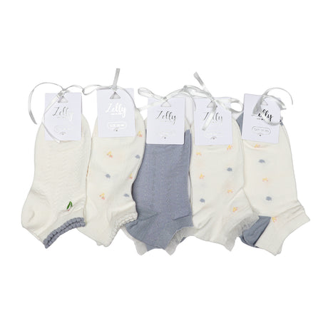 Blue Lace Trim Trainer Socks