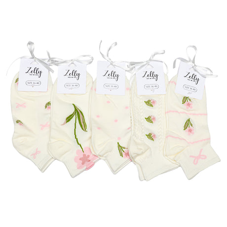 Off White 3 Flower Ribbed Trainer Socks