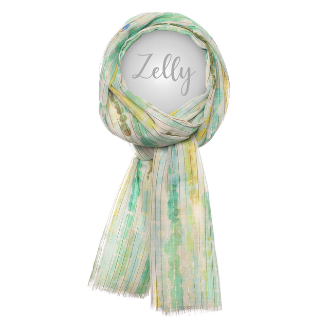 Metalic Thread Scarf - Abstract Green
