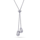 Tie Style Ajustable Necklace - Silver