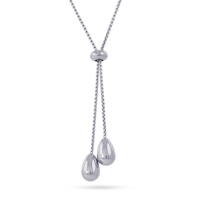 Tie Style Ajustable Necklace - Silver