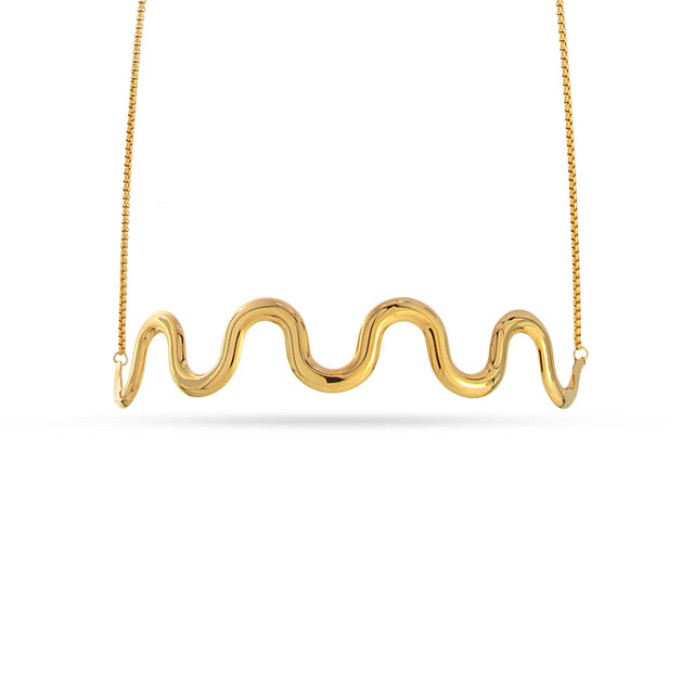 Wave Choker Style Necklace - Gold
