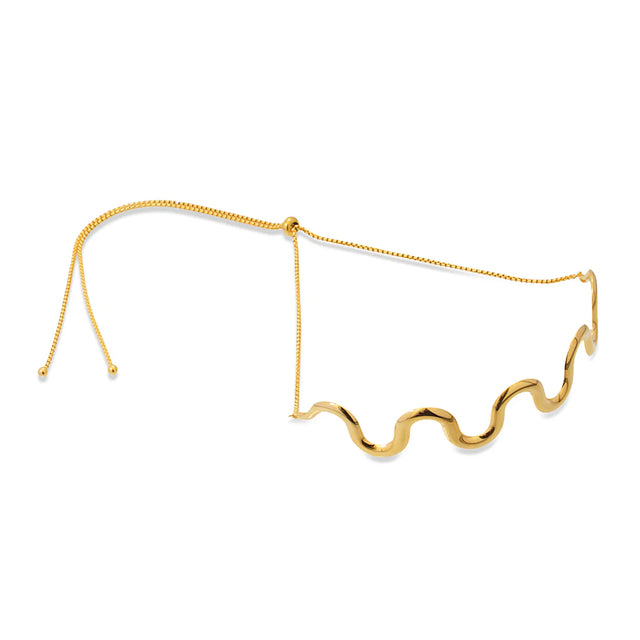 Wave Choker Style Necklace - Gold